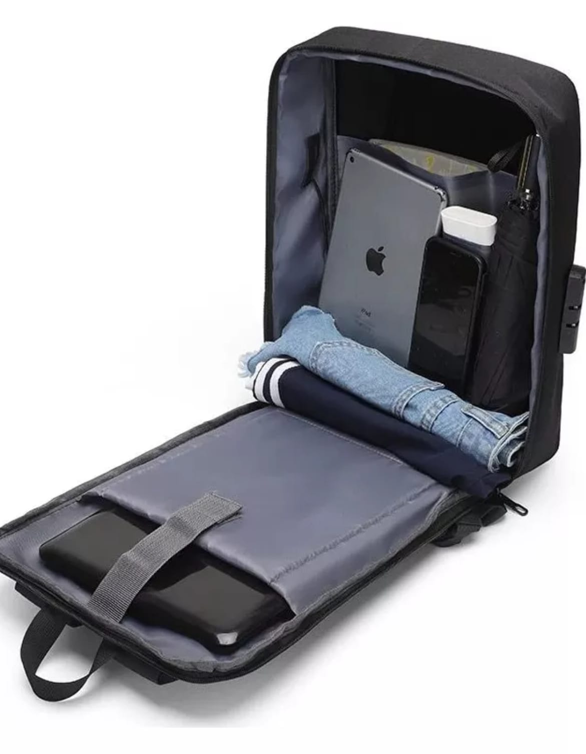 MOCHILA IMPERMEABLE ANTIRROBO TAPA DURA CON USB🔒💼