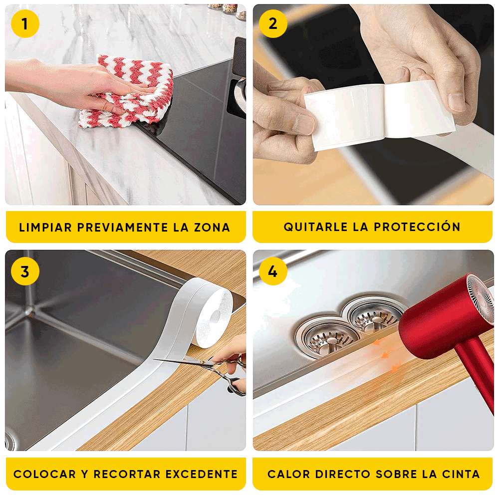 CINTA SELLADORA IMPERMEABLE Y ANTIMOHO 5 METROS 🚿🛠️