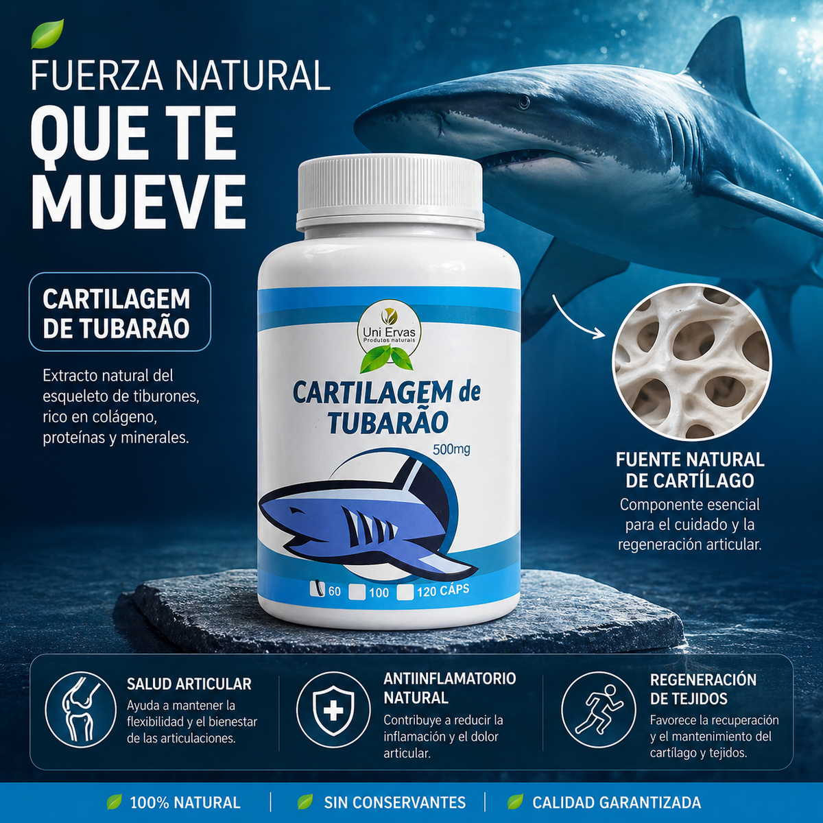 Fuerza de Tiburon Cartílago de Tiburón 500mg