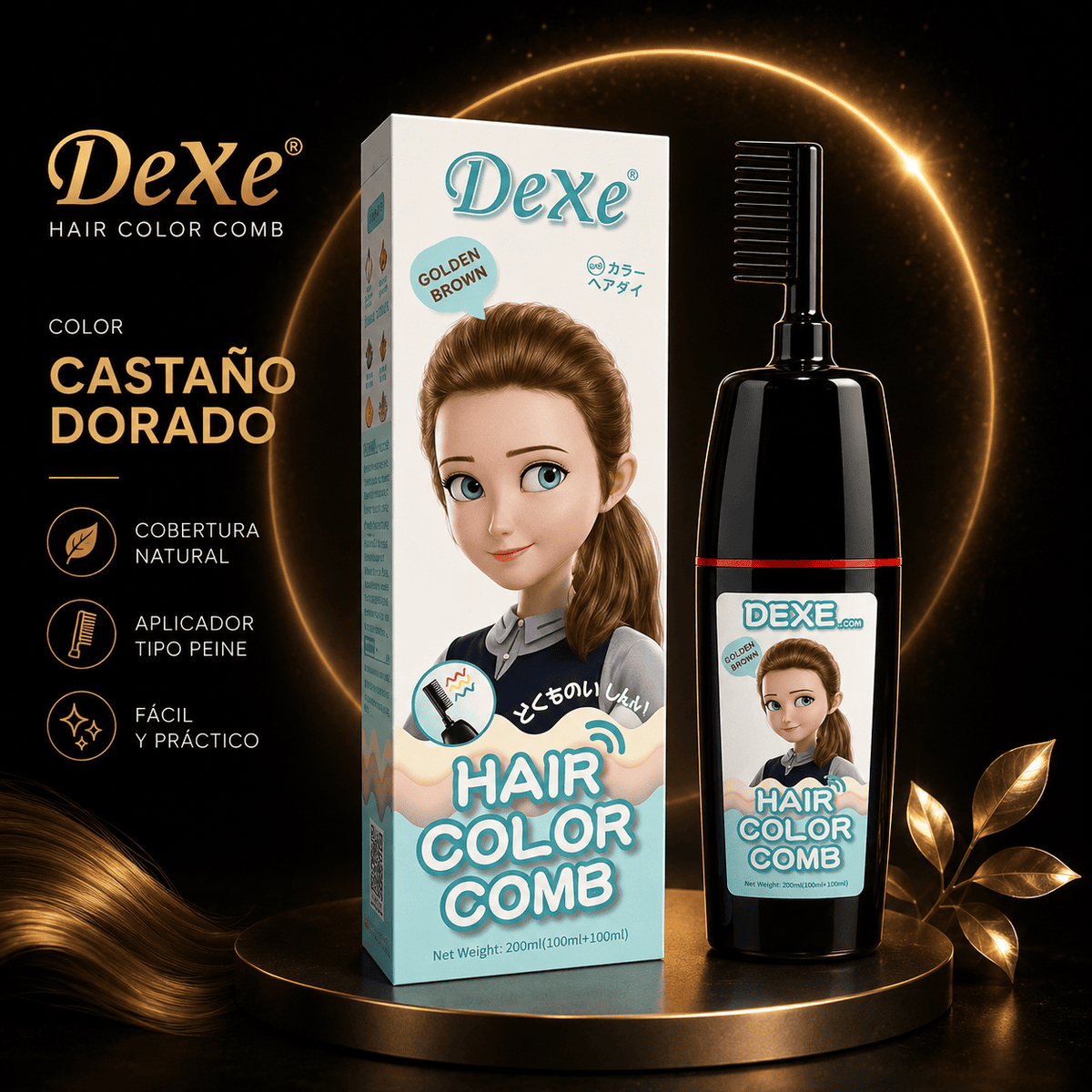 DeXe Color Comb (Negro natural, marron cafe, castaño dorado y cafe claro)