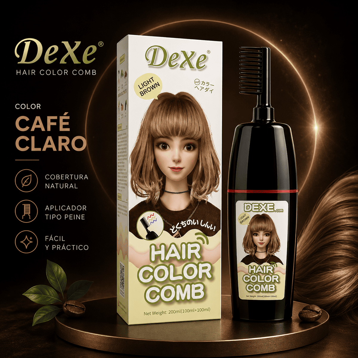 DeXe Color Comb (Negro natural, marron cafe, castaño dorado y cafe claro)